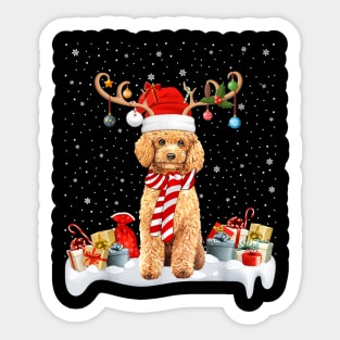 Xmas Lighting Reindeer Santa Hat Toy Poodle Christmas Sticker